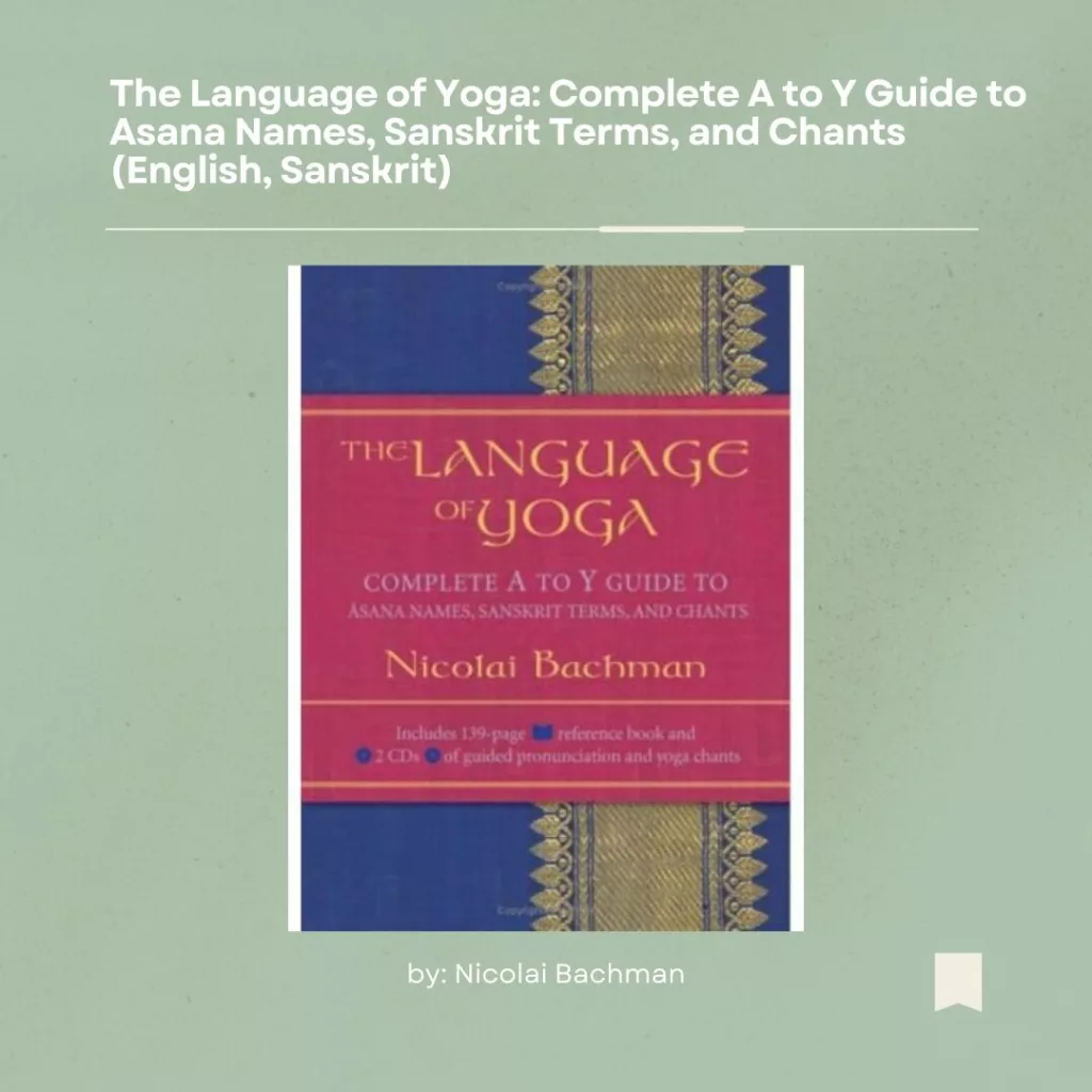 Image of the cover of a book called "The Language of Yoga" on a light green background